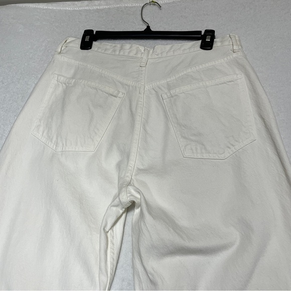 Zara Women's Denim High-Rise Full Length Raw Frayed Hem Ecru/Cream Size 12 - Picture 4 of 14